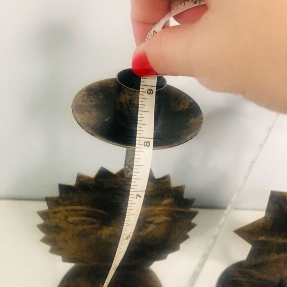 distressed metal candlestick holders star and sun 9in whimsy goth eclectic boho - Picture 3 of 9